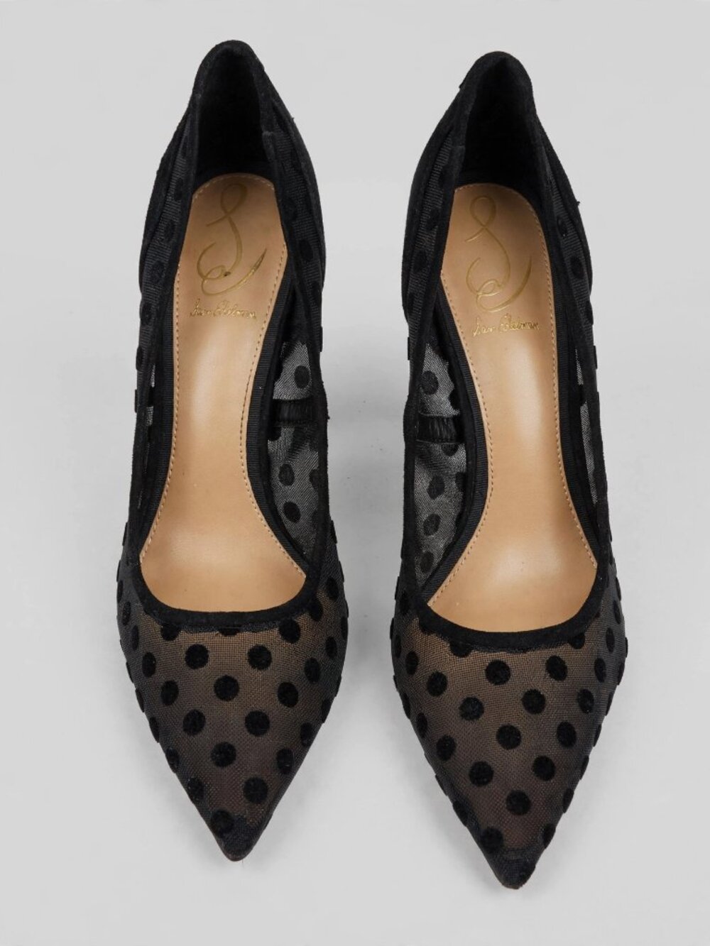 Sam Edelman Hazel Black Mesh Polka Dot Pumps - 8.5